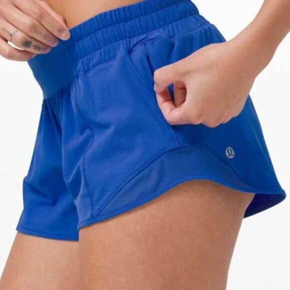 lululemon athletica Pants - Lululemon Hotty Hot High Rise Shorts Royal Blue 2.5” Lined Size 4